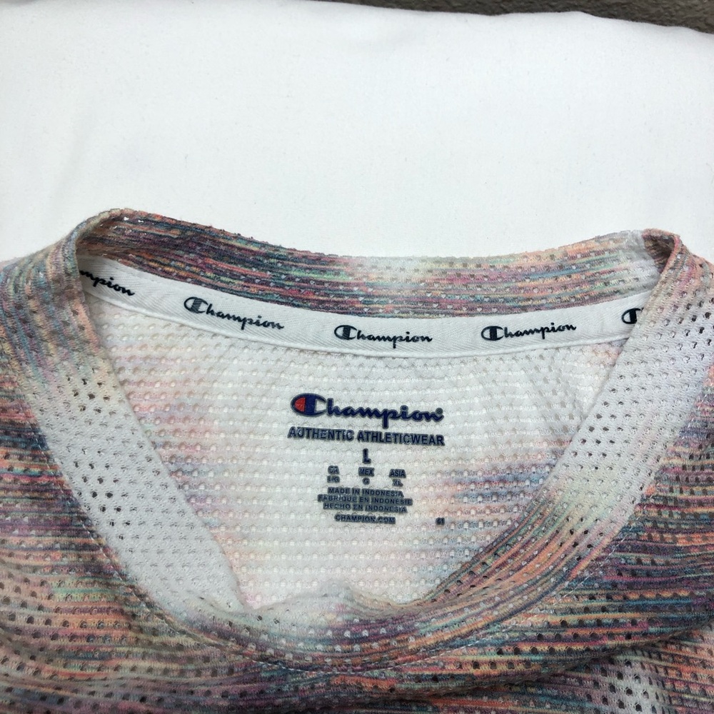Champion Women Campus Lightweight Printed Mesh Drawstring Short Sleeve T-Shirt L - Picture 9 of 16